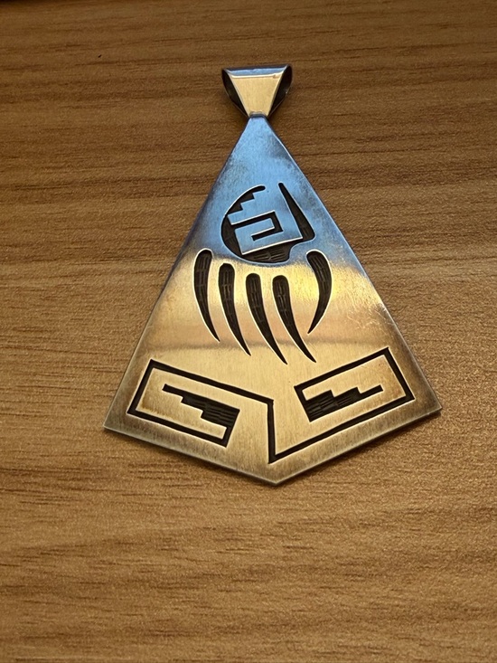 Jewelry - Large Southwestern-Inspired Sterling Silver Geometric Pendant-hopi– like overlay